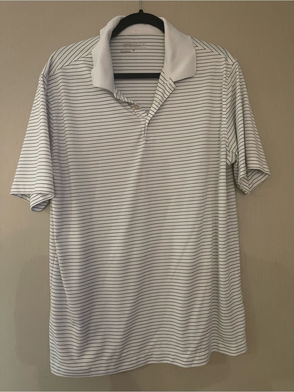 Nike golf large Men's White Thin-Stripe Polo Shirt